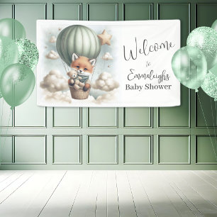 Fox Bear Adventure Balloon Baby Shower Welcome Banner