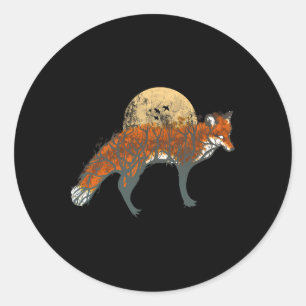 Fox Beautiful Animal Fall Tree Forest Vintage Fox  Classic Round Sticker