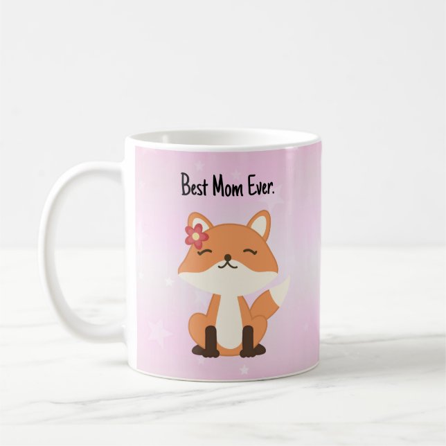 Fox Best Mom Ever Pink Coffee Mug (Left)