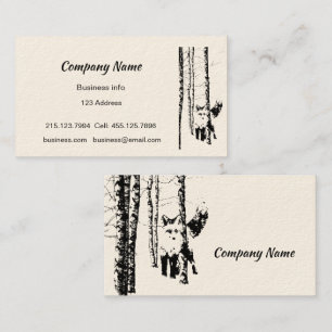 Fox Birch Tree Forest Animal Silhouette Nature Art Business Card