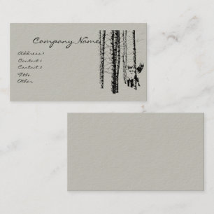 Fox Birch Tree Forest Animal Silhouette Nature Art Business Card