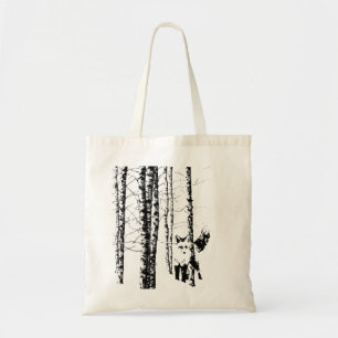 Fox Birch Tree Forest Animal Silhouette Nature Art Tote Bag