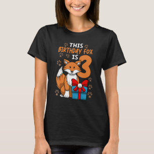Fox Birthday 3rd Birthday Party Girl Animal  Kids T-Shirt
