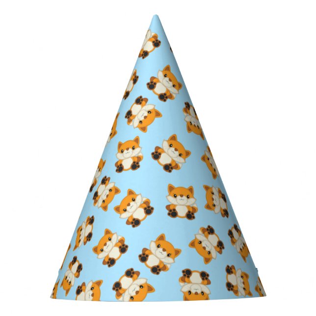 Fox Birthday Party Blue Hat (Front)