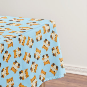 Fox Birthday Party Blue Tablecloth