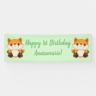 Fox Birthday Party Green Banner