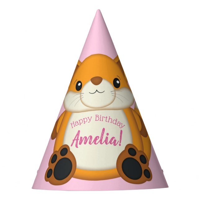 Fox Birthday Party Hat (Front)