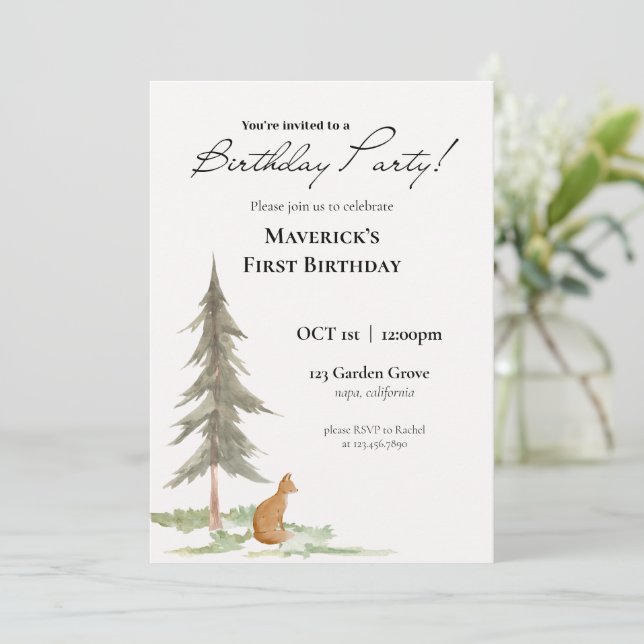 Fox Birthday Party invitation (Standing Front)