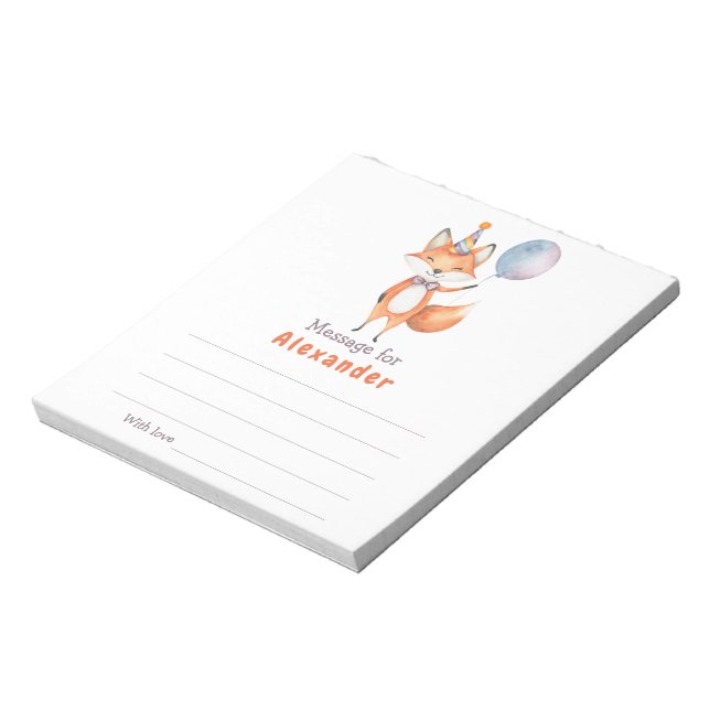 Fox Birthday time capsule message Notepad (Rotated)