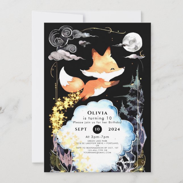 Fox Birthday Woods Whimsy Invitation (Front)