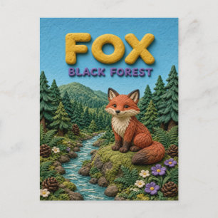 Fox Black Forest Modern KlayKoo Postcard