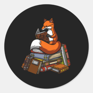 Fox Book Reading Librarian Animal Classic Round Sticker
