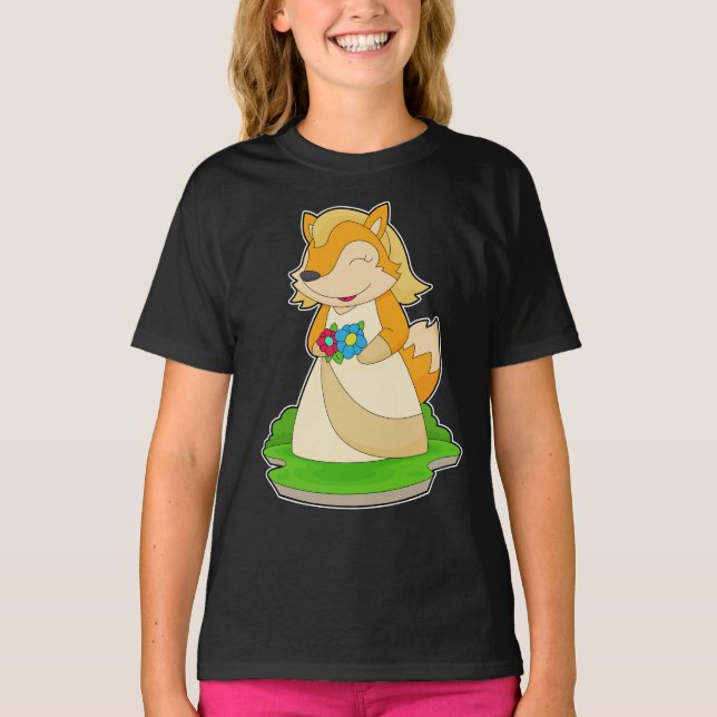 Fox Bride Flowers Wedding T-Shirt (Front)