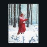 Fox Catching Snowflakes Watercolor Illustration Postcard<br><div class="desc">Fox in a red velvet coat on a cold winter day. Fox is catching some snowflakes in a whimsical winter forest.</div>