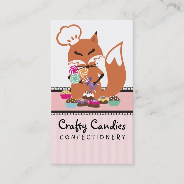 Fox chef candy making confectionery business card (Front)