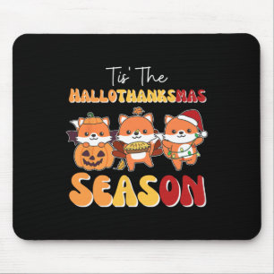 Fox Christmas Halloween Tis' The Hallothanksmas Se Mouse Pad