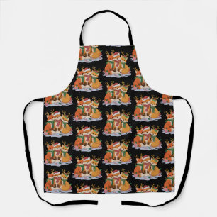 Fox Christmas Lights Santa Xmas Forest Animal  Apron