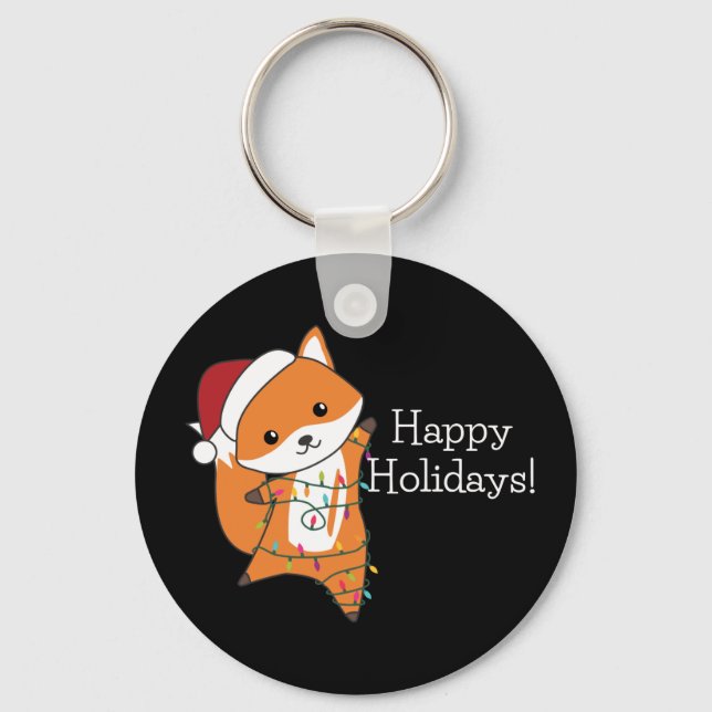 Fox Christmas Snow Winter Animals Foxes Keychain (Front)