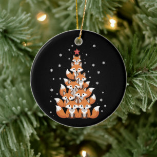 Fox Christmas Tree Fox Xmas Tree Funny Animal Ceramic Ornament