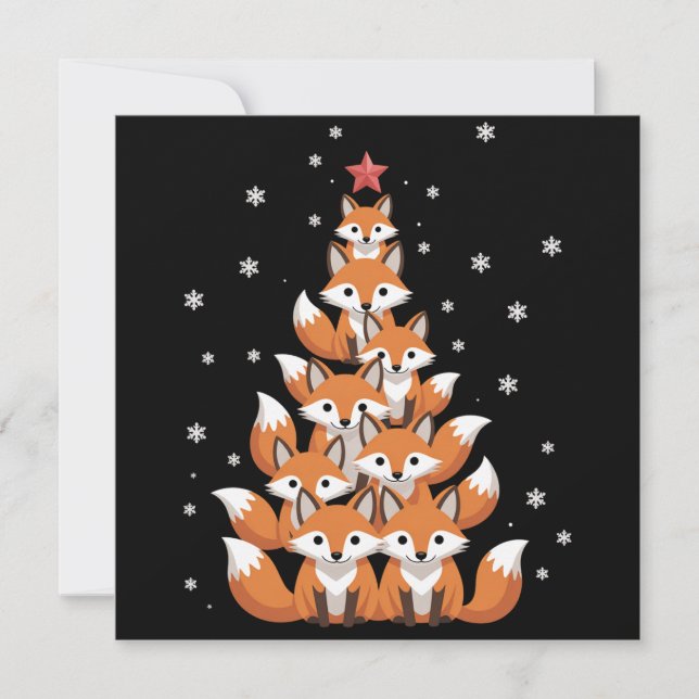 Fox Christmas Tree Fox Xmas Tree Funny Animal Holiday Card (Front)