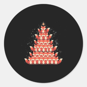 Fox Christmas Tree Fox Xmas Tree Women & Boys Classic Round Sticker