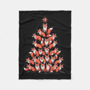 Fox Christmas Tree Fox Xmas Tree Women & Boys Fleece Blanket