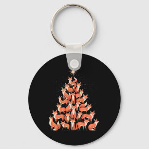 Fox Christmas Tree Fox Xmas Tree Women & Boys Keychain