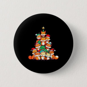 Fox Christmas Tree Xmas Girls Boys Funny Santa 2 Inch Round Button