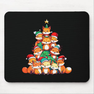 Fox Christmas Tree Xmas Girls Boys Funny Santa  Mouse Pad