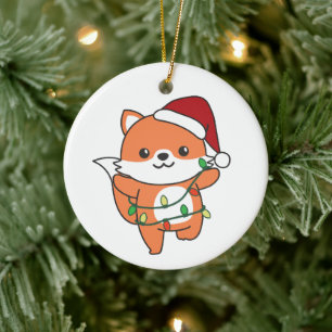 Fox Christmas Winter Animals Holiday Foxes Ceramic Ornament