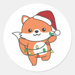 Fox Christmas Winter Animals Holiday Foxes Classic Round Sticker