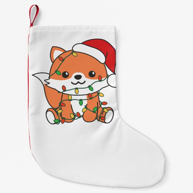 Fox Christmas Winter Animals Holiday Foxes Small Christmas Stocking (Front)