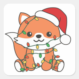 Fox Christmas Winter Animals Holiday Foxes Square Sticker
