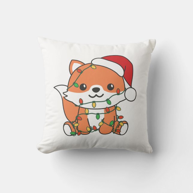 Fox Christmas Winter Animals Holiday Foxes Throw Pillow (Front)