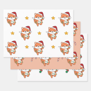 Fox Christmas Winter Animals Holiday Foxes Wrapping Paper Sheet