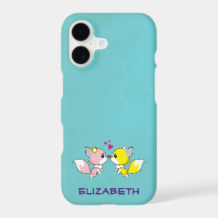 Fox Couple Kissing with Little Hearts Personalized