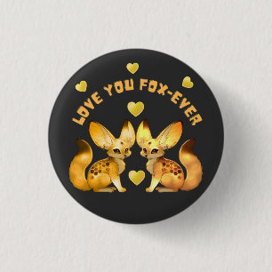  Fox Couple Valentine Art T-Shirt 1 Inch Round Button