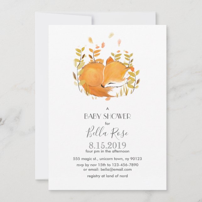 Fox Cub Baby Shower Invitations (Devant)