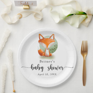 Fox cub - baby shower paper plate