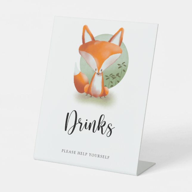 Fox Cub - Drinks help yourself Pedestal Sign (Front)