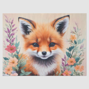 Fox Cub Floral Art Tissue Paper