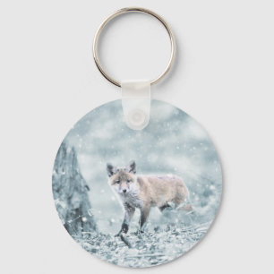 Fox Cub in the Snow Keychain