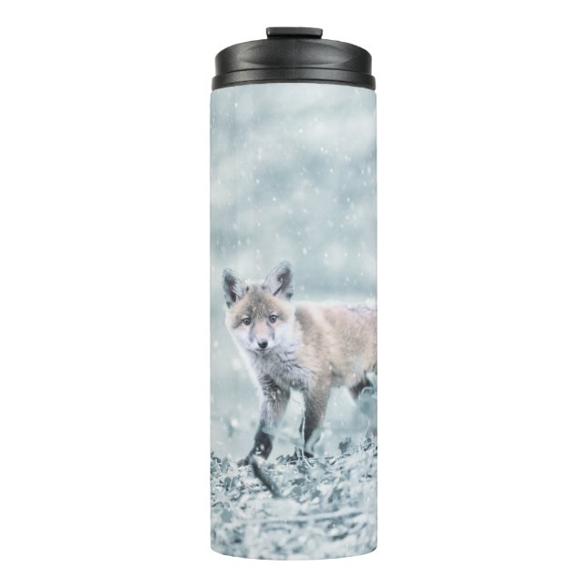Fox Cub in the Snow Thermal Tumbler (Front)