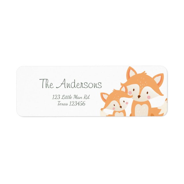 Fox cub Retourner l'adresse Étiquettes Baby shower (Devant)