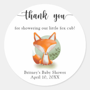 Fox cub - thank you classic round sticker