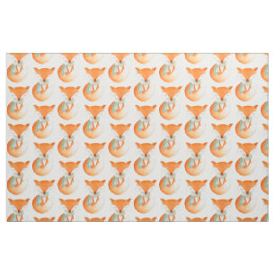 Fox cub watercolor art patterned fabric