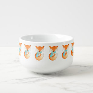 Fox cub watercolor art patterned soup mug