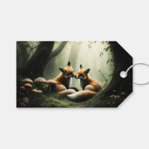 Fox Cuddle in Misty Forest Gift Tags