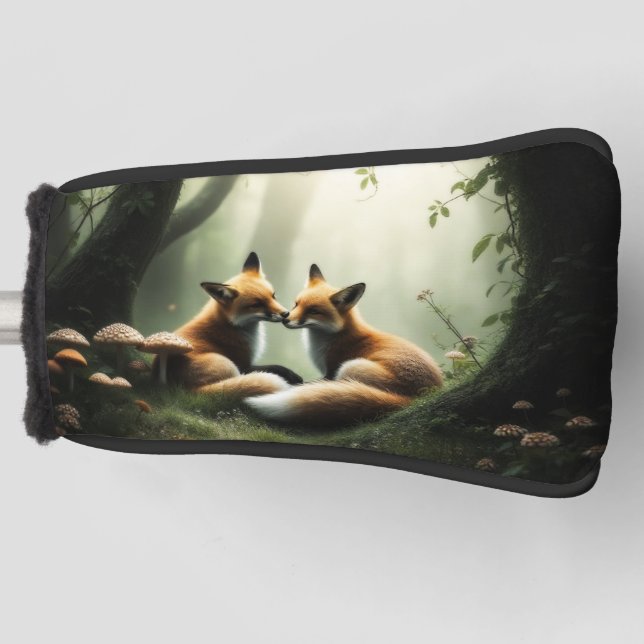 Fox Cuddle in Misty Forest  Golf Head Cover (Front)