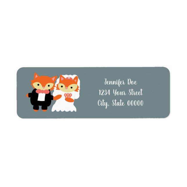 Fox Cute Grey Mariage Personnaliser l'adresse de r (Devant)